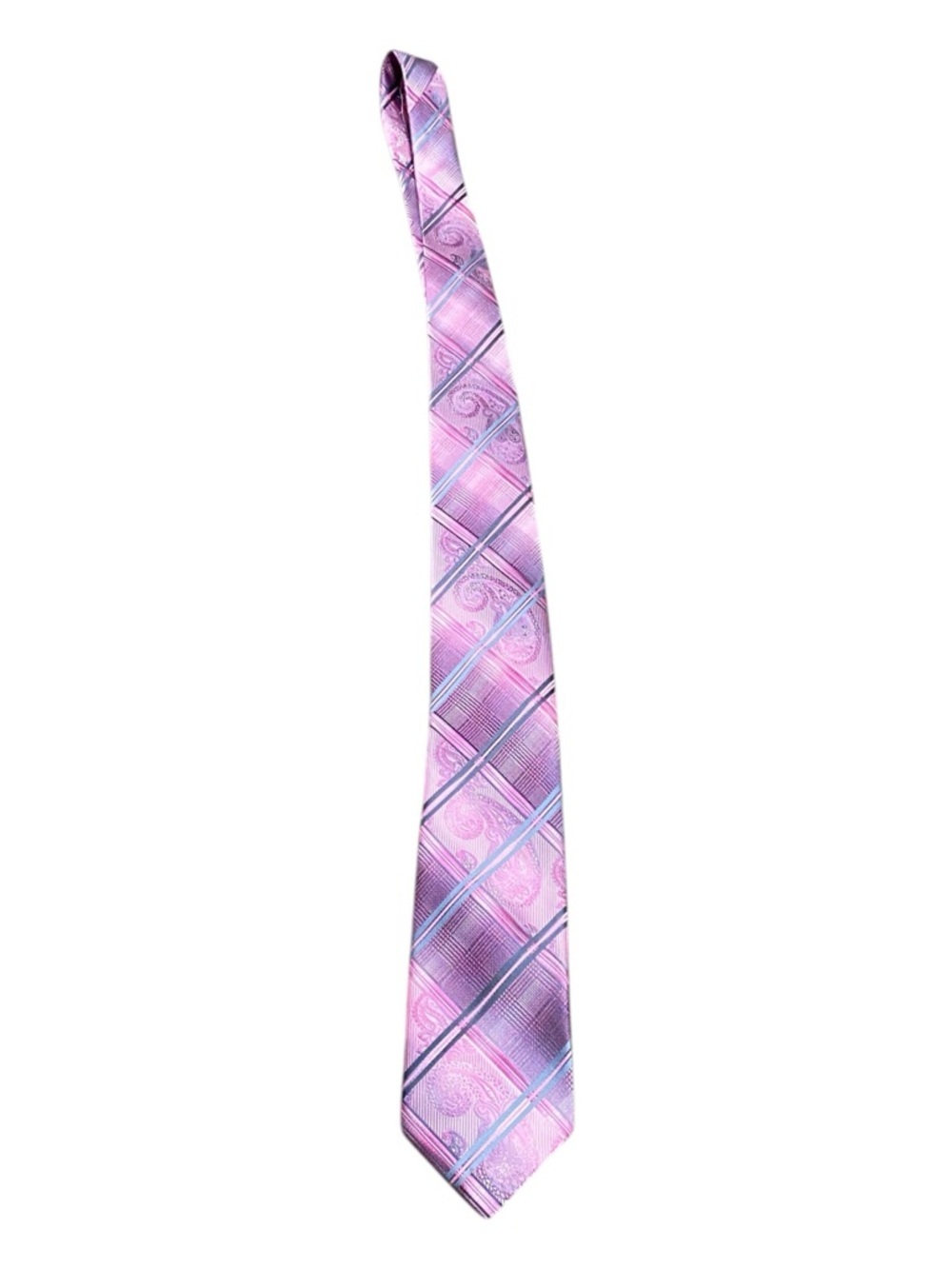 Stacy Adams Pink Plaid Paisley Men's Tie